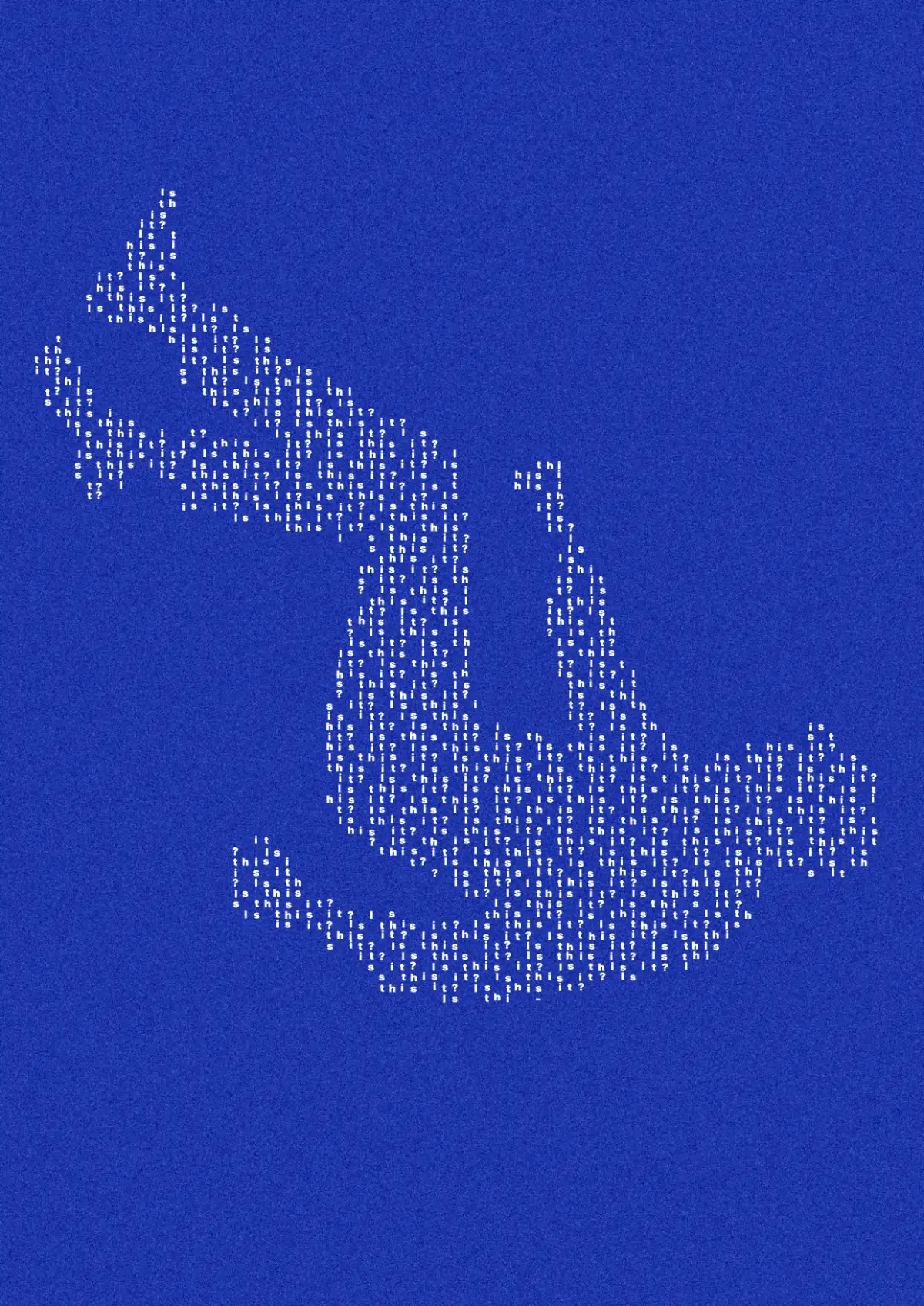The Fall, white on blue, the print. A falling figure.